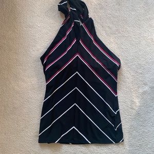 White House Black Market Black Stripe Halter